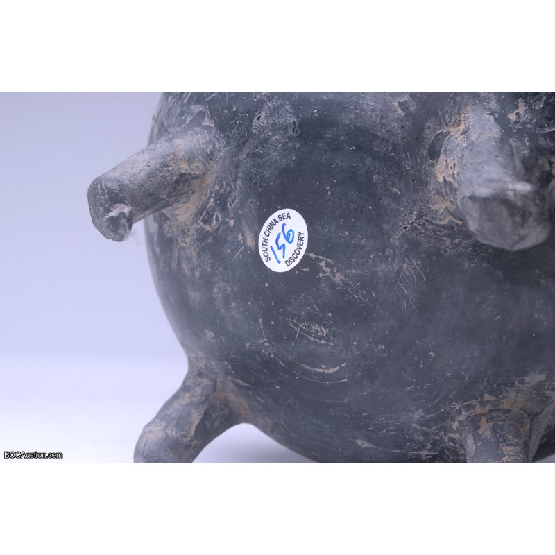 50 B.C.E Vessel in form of Pig Antique Decorative Black Ceramic Pig
