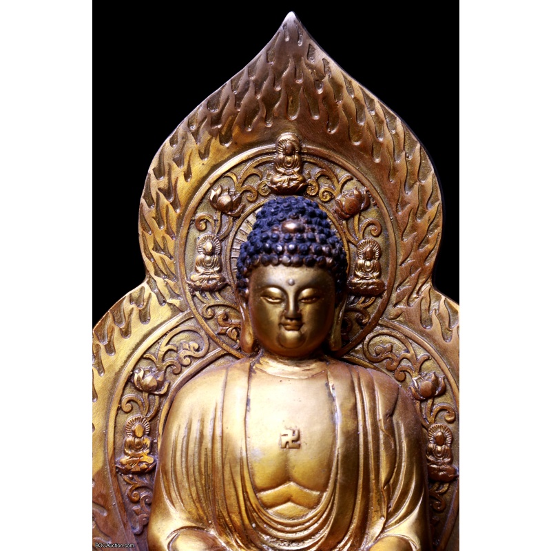 Seated Tibet Bronze Shakyamuni Amitabha Buddha Statue