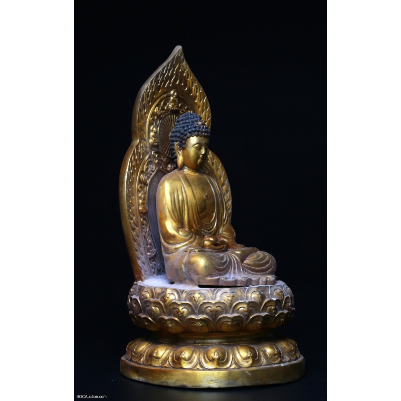 Seated Tibet Bronze Shakyamuni Amitabha Buddha Statue