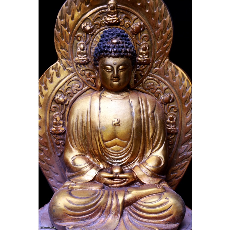 Seated Tibet Bronze Shakyamuni Amitabha Buddha Statue