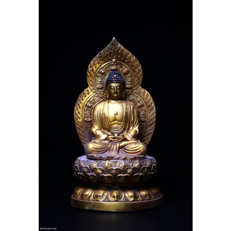 Seated Tibet Bronze Shakyamuni Amitabha Buddha Statue