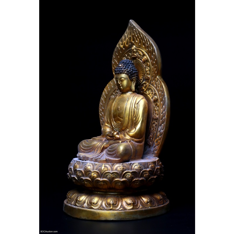 Seated Tibet Bronze Shakyamuni Amitabha Buddha Statue