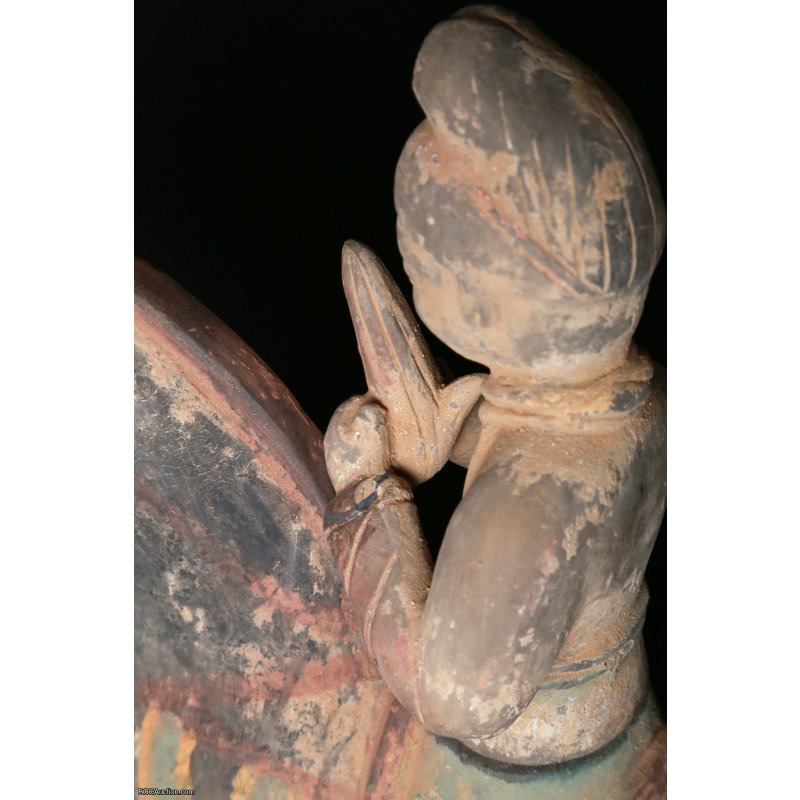 Chinese Pottery Figure of A Horse and Rider, Tang Dynasty (618- 906)