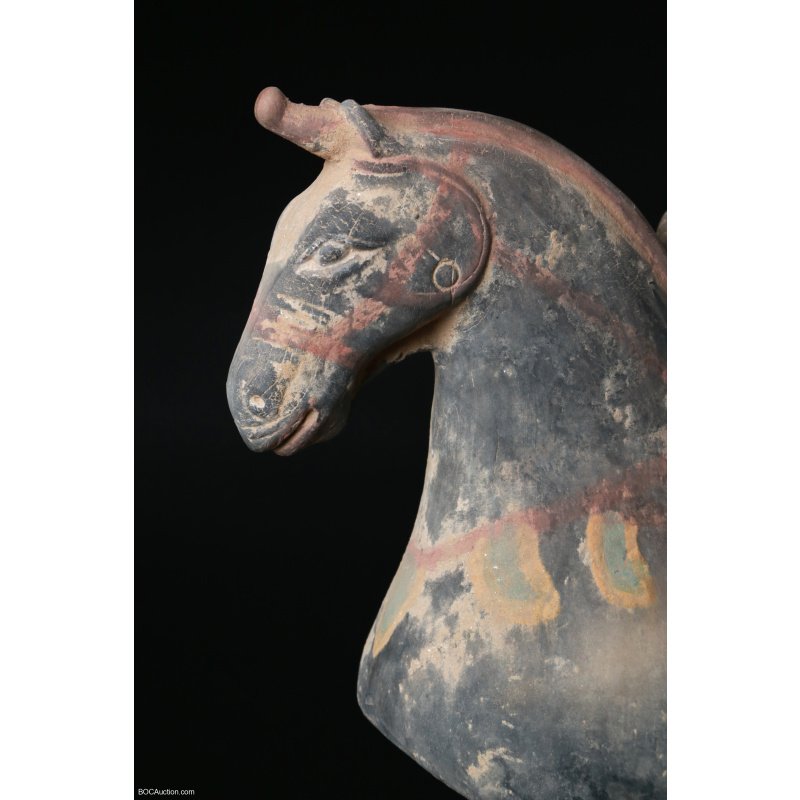 Chinese Pottery Figure of A Horse and Rider, Tang Dynasty (618- 906)