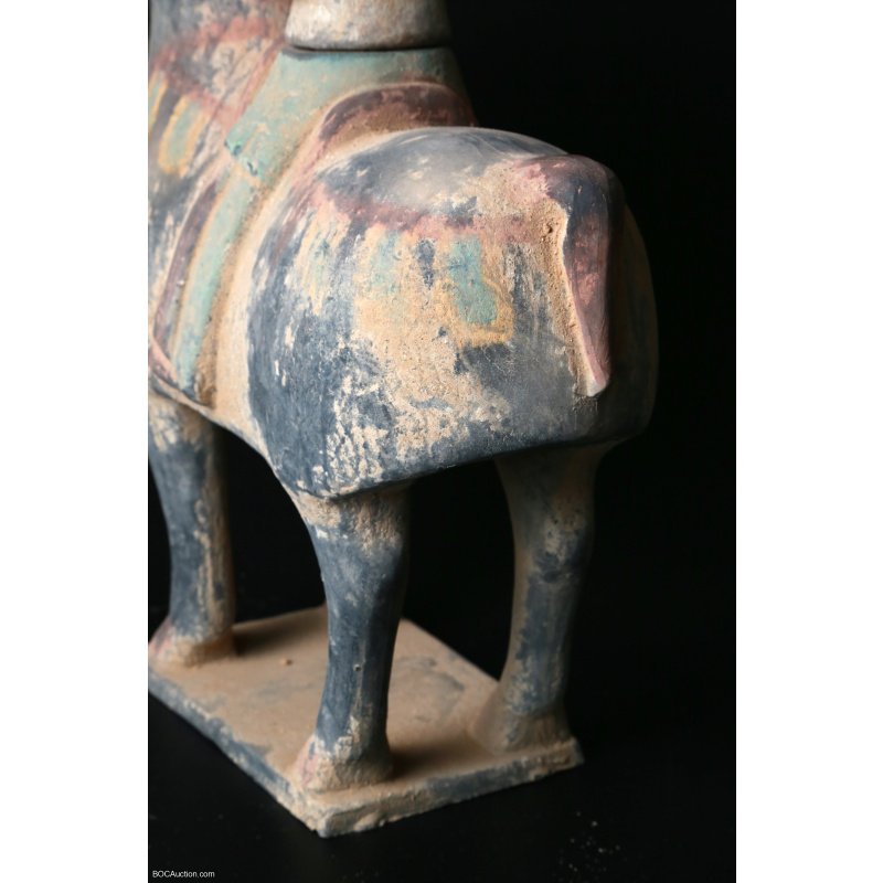 Chinese Pottery Figure of A Horse and Rider, Tang Dynasty (618- 906)