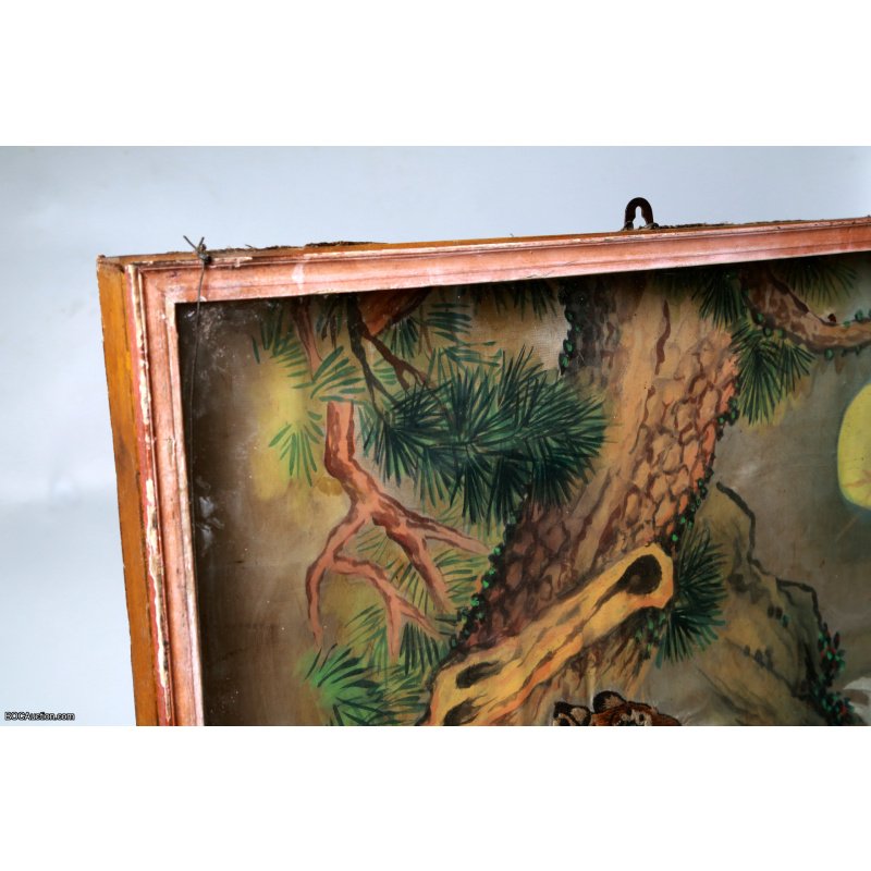 Vintage Tiger Embroidery in Shadow Box