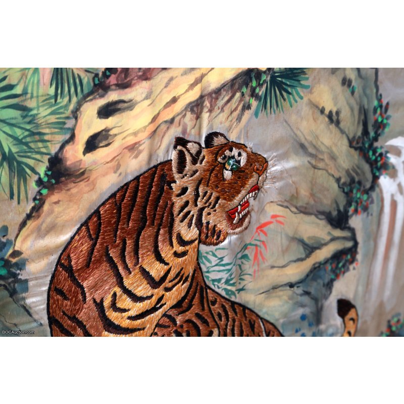 Vintage Tiger Embroidery in Shadow Box
