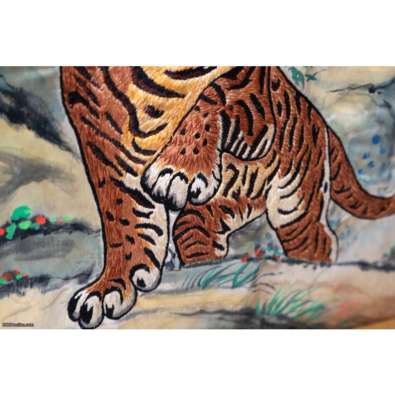 Vintage Tiger Embroidery in Shadow Box
